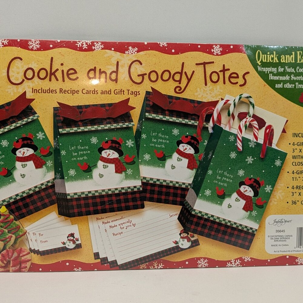 NWT! Christmas Cookies & Goodies Totes w/Tags, Recipe Cards & Ribbon
